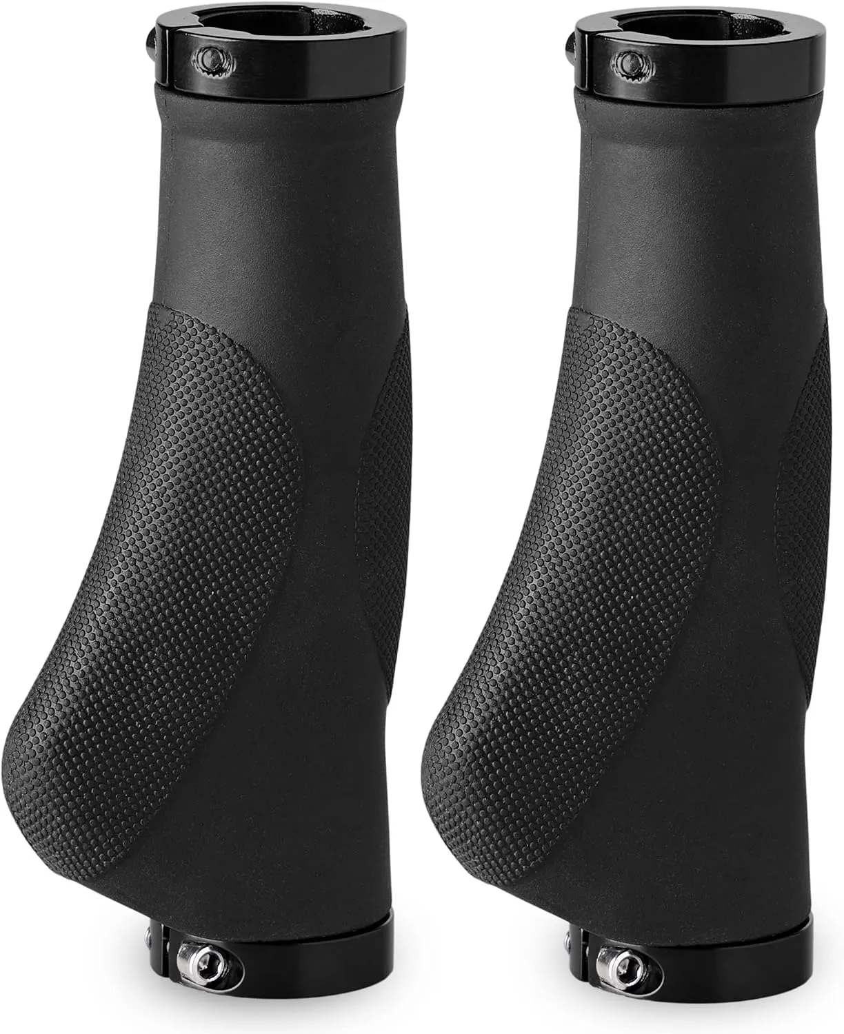 Bikeroo Molded Non-Slip MTB Bicycle Handlebar Grips - Black Replacement Comfort Bike Grippers for Hand & Wrist Fatigue Relief - Rubber & Foam - Mountain, Road, Trail & Dirt Riding