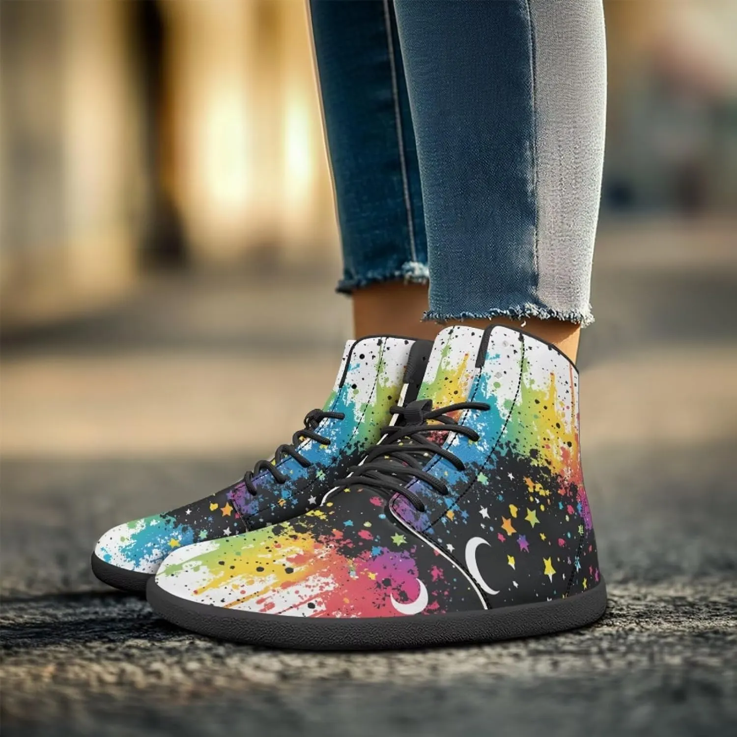 Binienty Unisex Men Women Barefoot Shoes Lace up High Top Minimalist Flat Sneakers Cross-Trainer Footwear