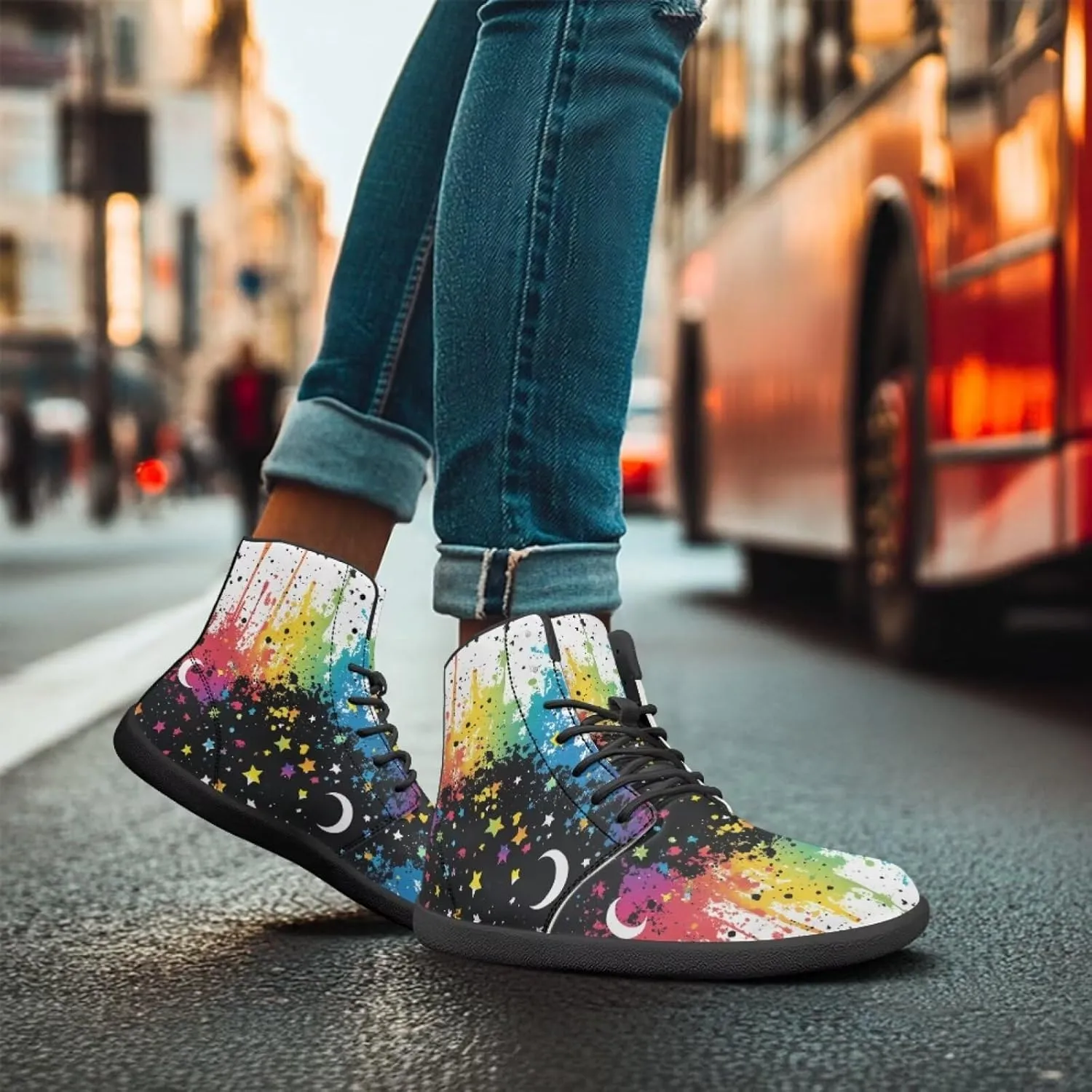 Binienty Unisex Men Women Barefoot Shoes Lace up High Top Minimalist Flat Sneakers Cross-Trainer Footwear