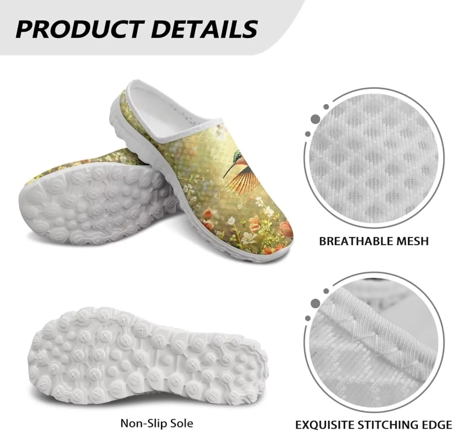 Binienty Womens Mule Shoes Slip on Mesh Garden Clogs Fashion Four Seasons Walking Shoe Outdoor Footwear