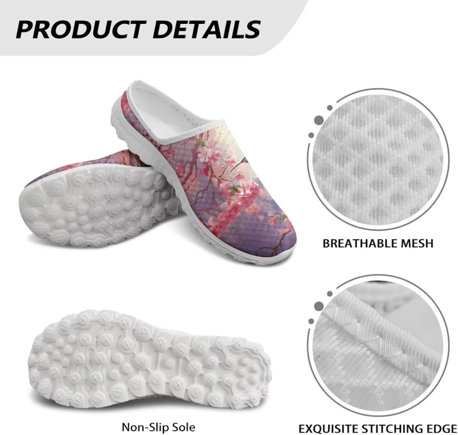 Binienty Womens Mule Shoes Slip on Mesh Garden Clogs Fashion Four Seasons Walking Shoe Outdoor Footwear
