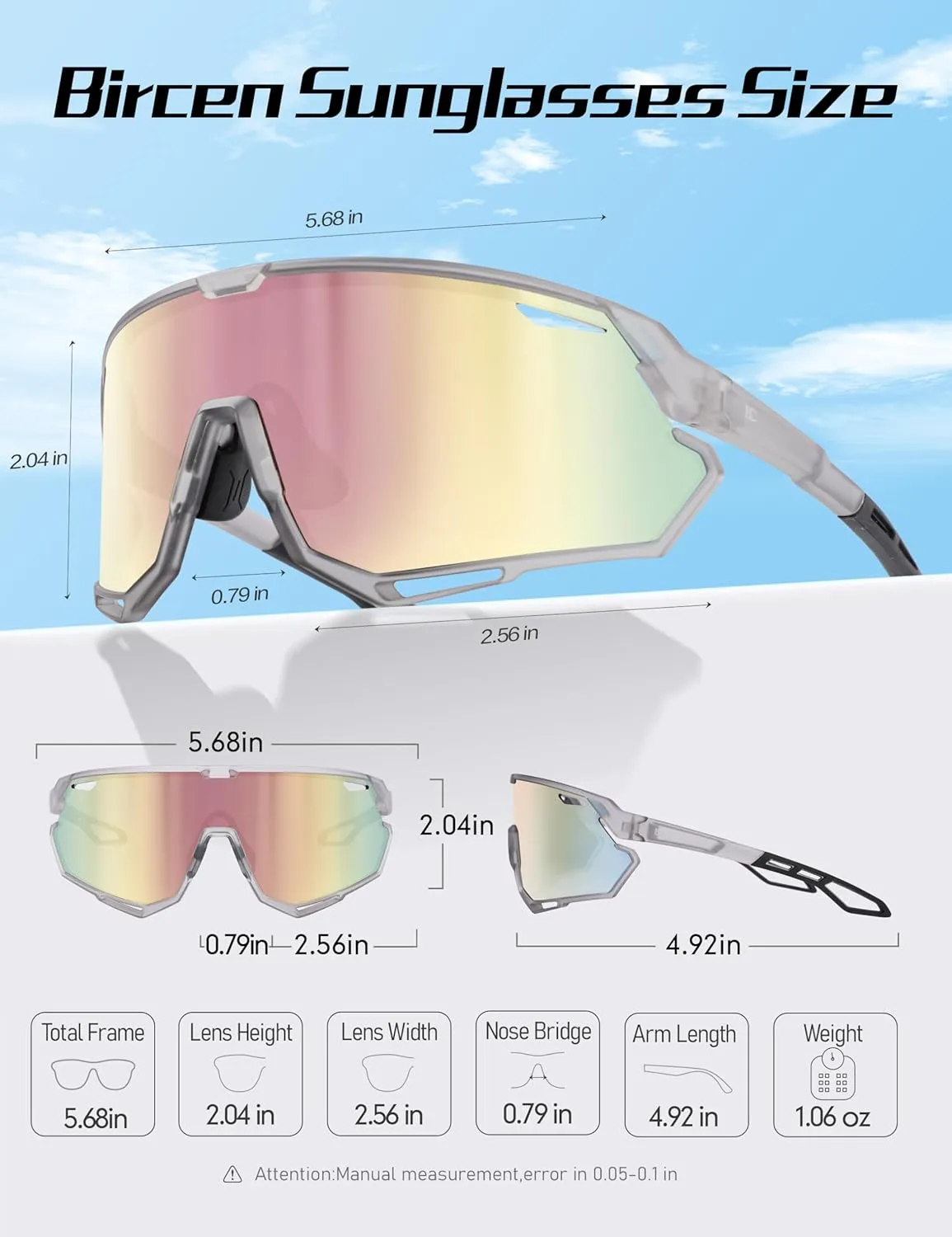 BIRCEN Baseball Cycling Sunglasses for Men - Women Running Shades Sports Glasses for MTB Mountain Bike Softball
