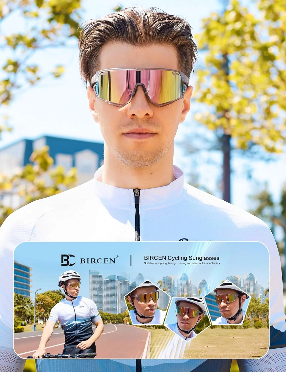 BIRCEN Baseball Cycling Sunglasses for Men - Women Running Shades Sports Glasses for MTB Mountain Bike Softball