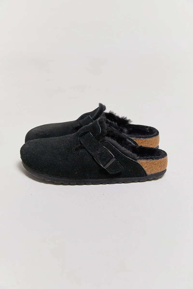birkenstock boston black shearling