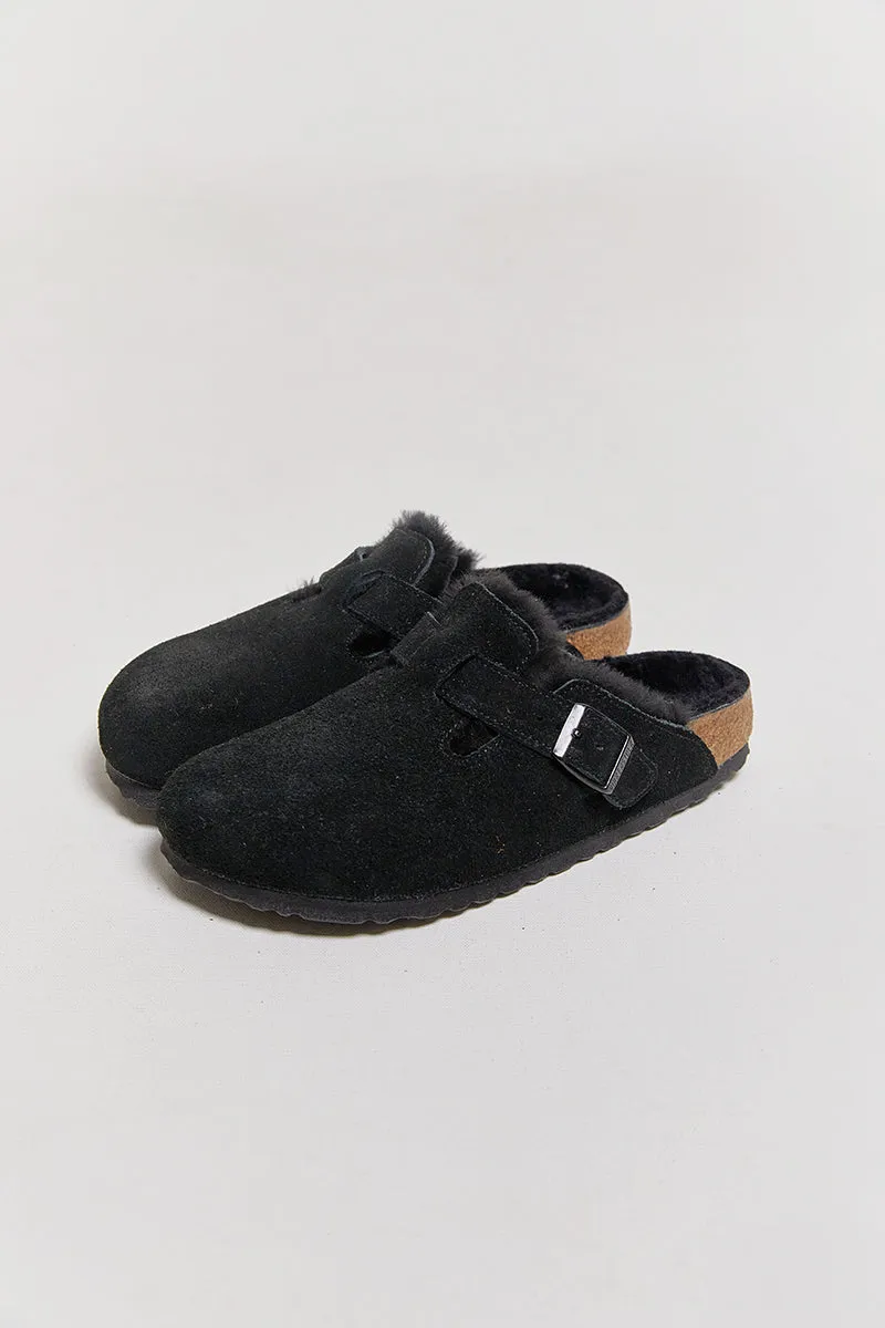 birkenstock boston black shearling