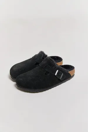 birkenstock boston black shearling