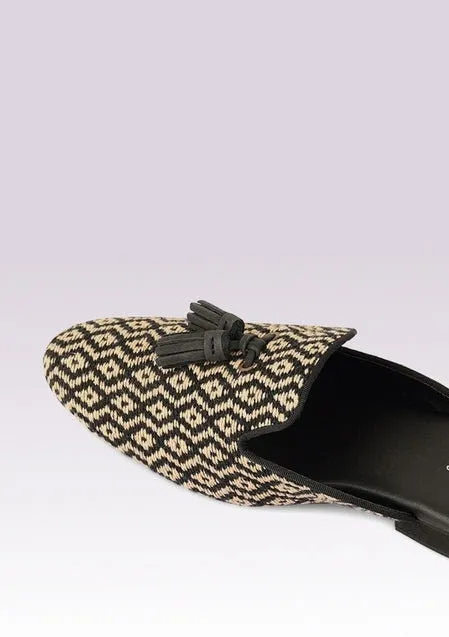 Black and beige mules men's juttis | handmade mules | men's shoes