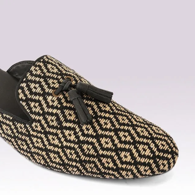 Black and beige mules men's juttis | handmade mules | men's shoes
