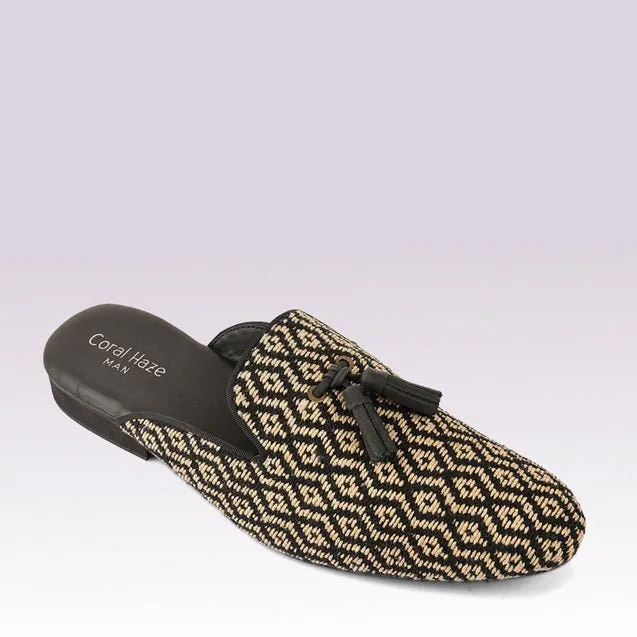 Black and beige mules men's juttis | handmade mules | men's shoes