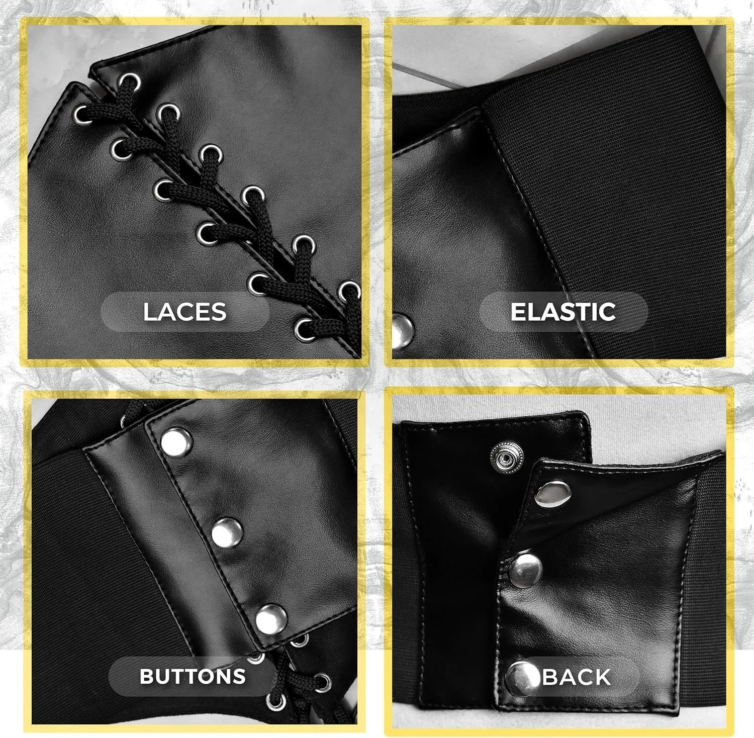 Black Leather Underbust Corset for Women - Lace-Up Gothic Waist Trainer Belt - Steampunk Corset for Cosplay & Costumes