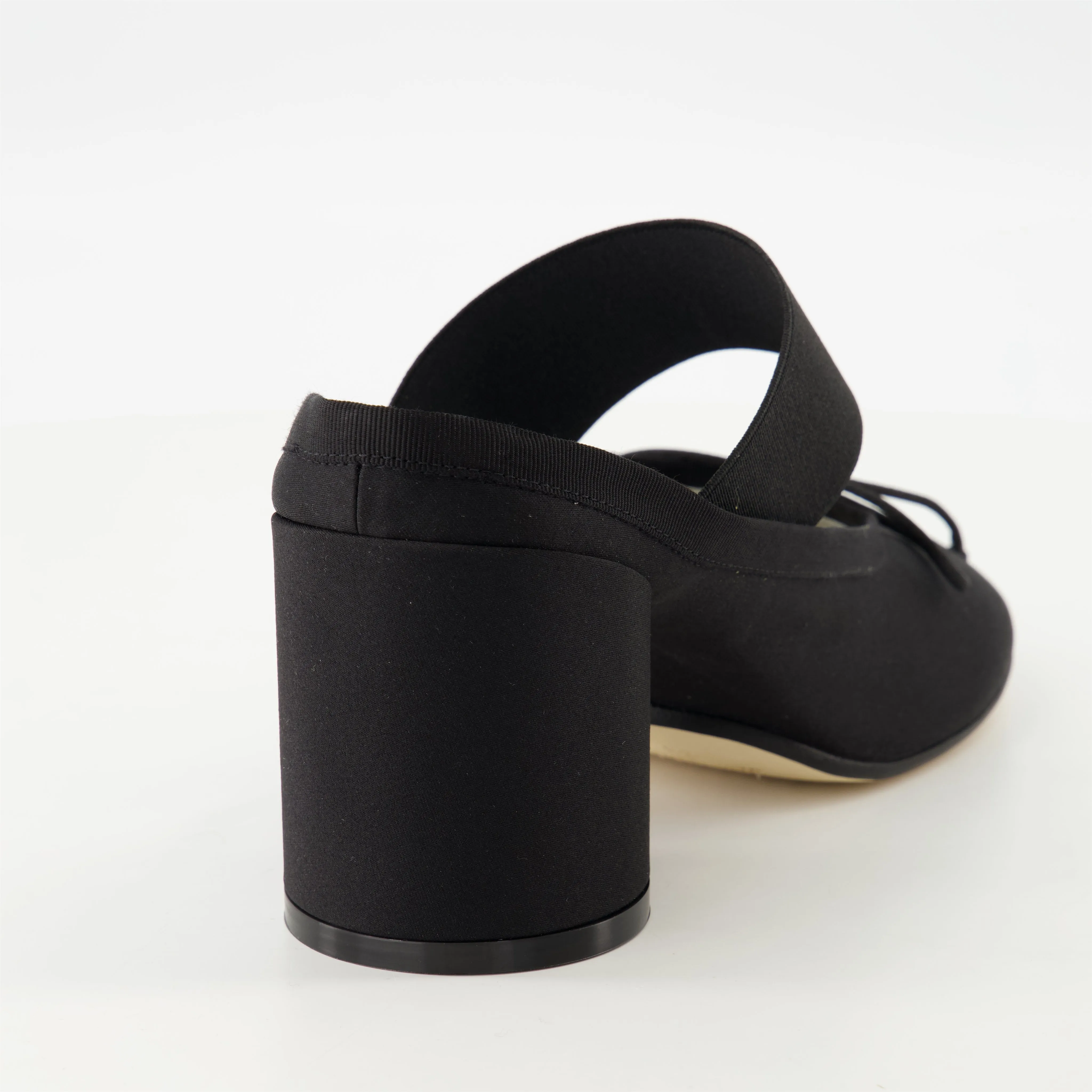 Black Satin Mule Ballerinas