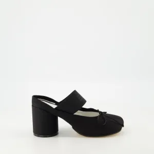Black Satin Mule Ballerinas