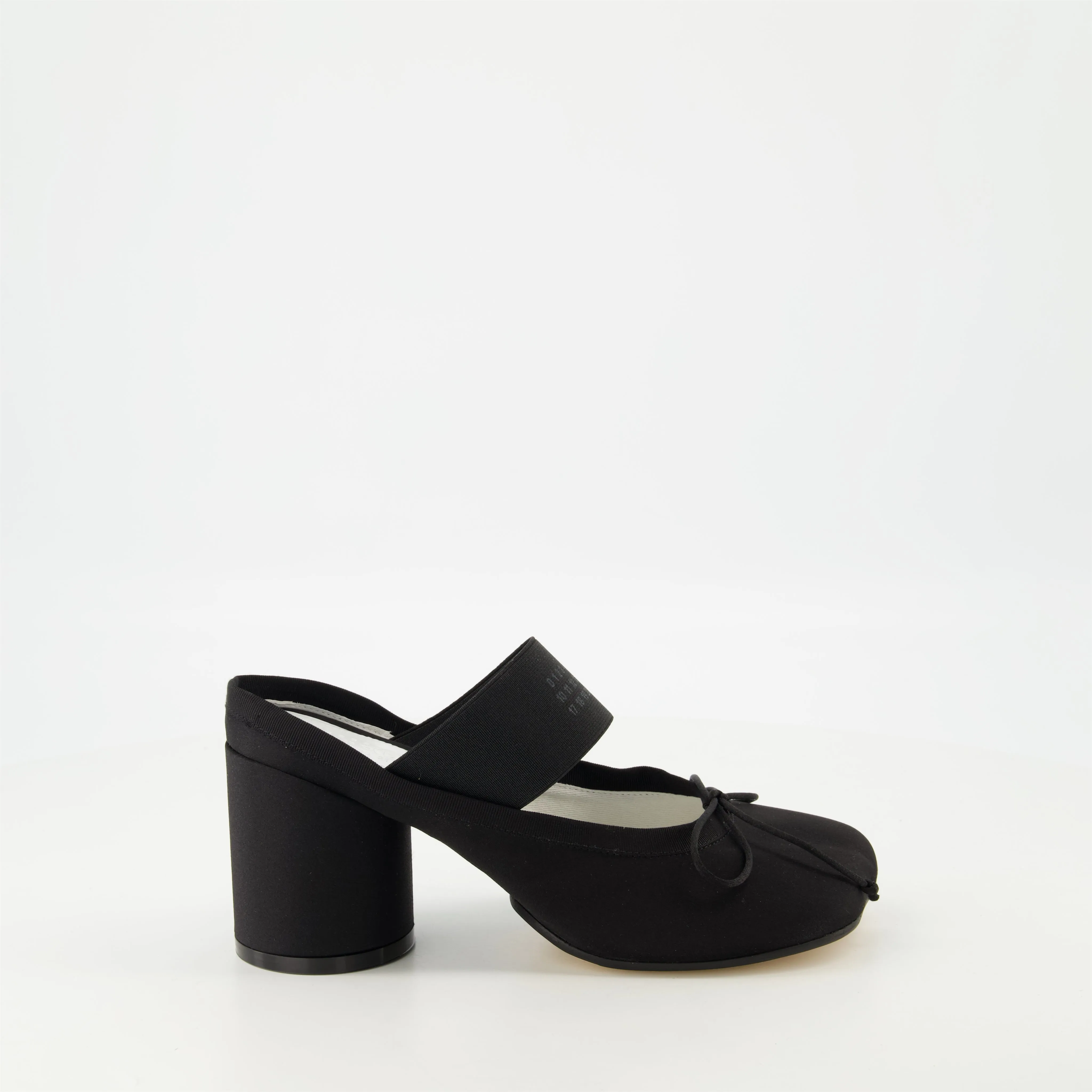 Black Satin Mule Ballerinas
