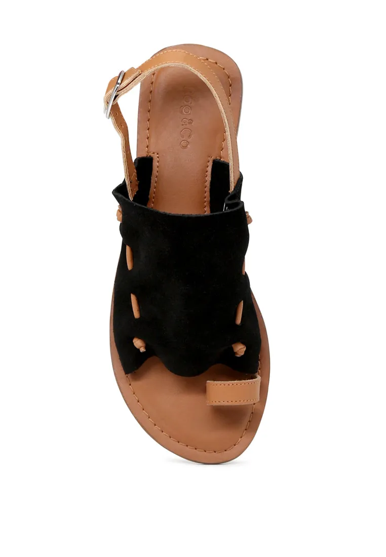 Black Suede Back Strap Fran Flat Sandal