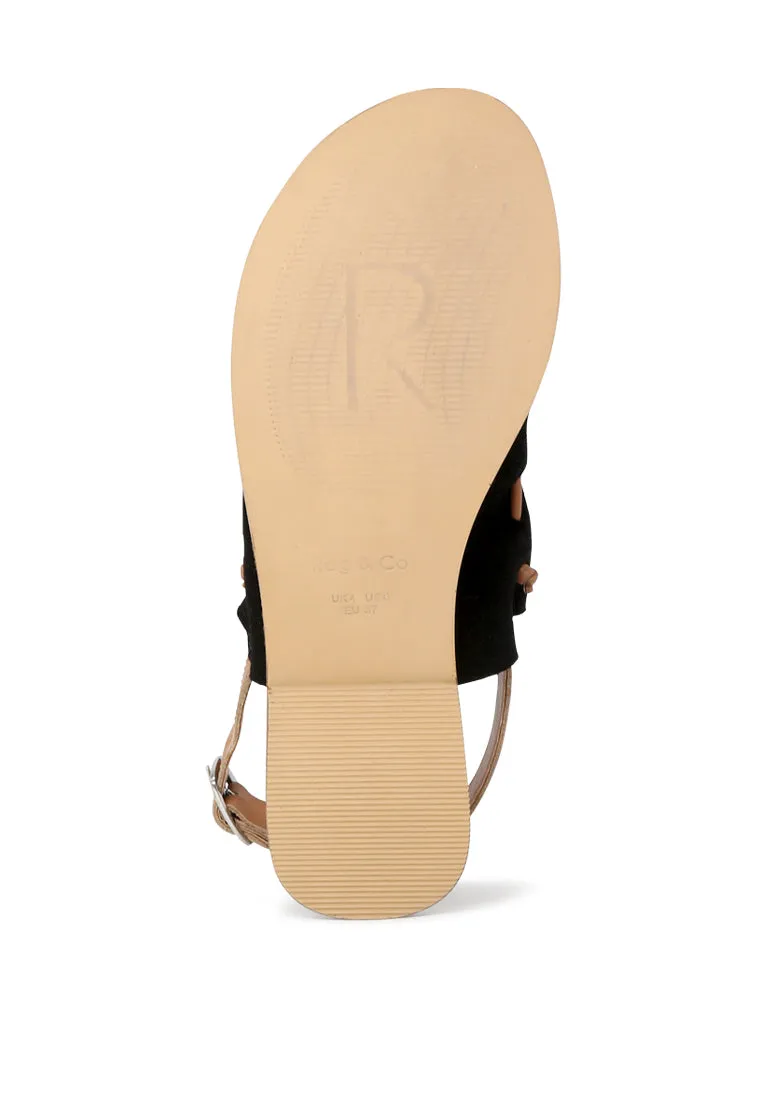 Black Suede Back Strap Fran Flat Sandal