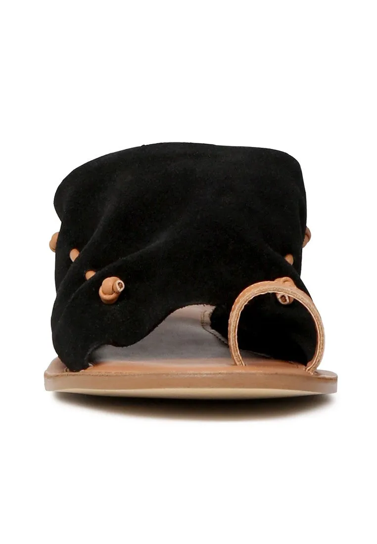 Black Suede Back Strap Fran Flat Sandal
