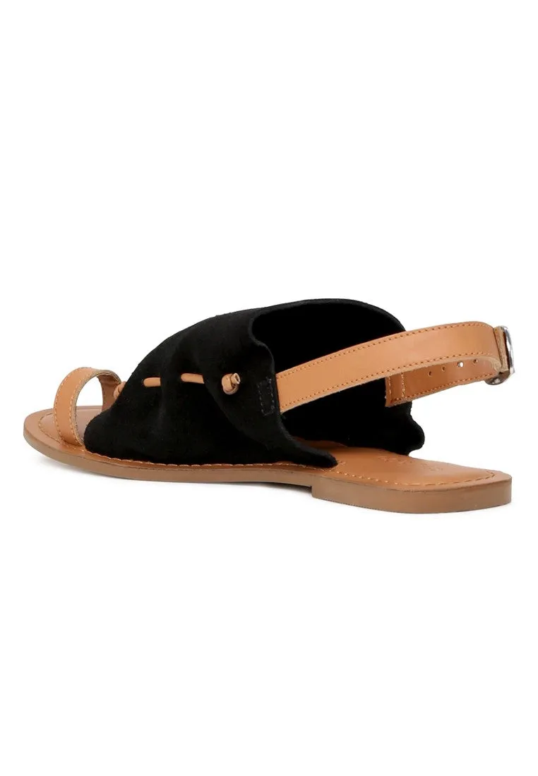 Black Suede Back Strap Fran Flat Sandal