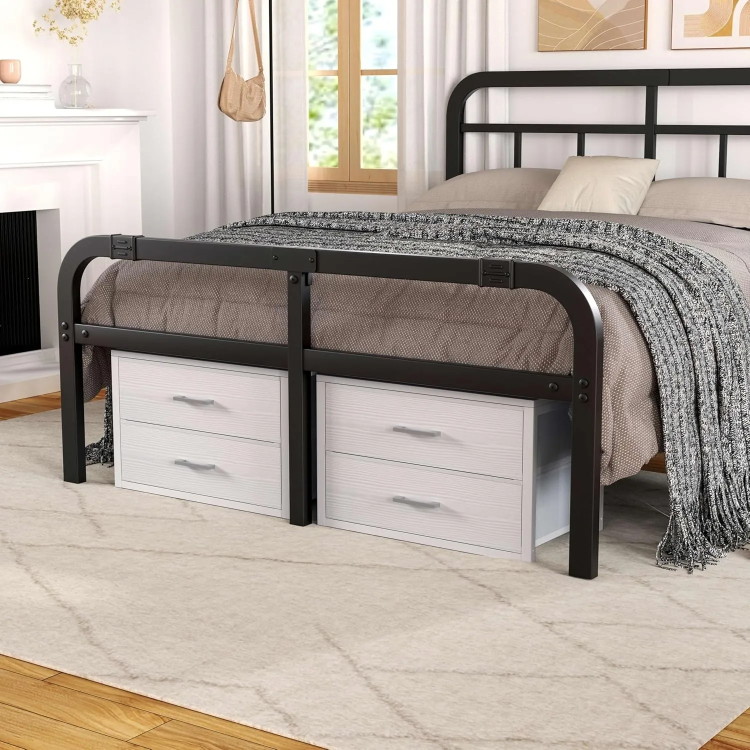 BOLUO Stackable Storage Drawers Closet Organizers and Storage Bins Fabric White 2 Drawer Dresser for Bedroom Office Modern