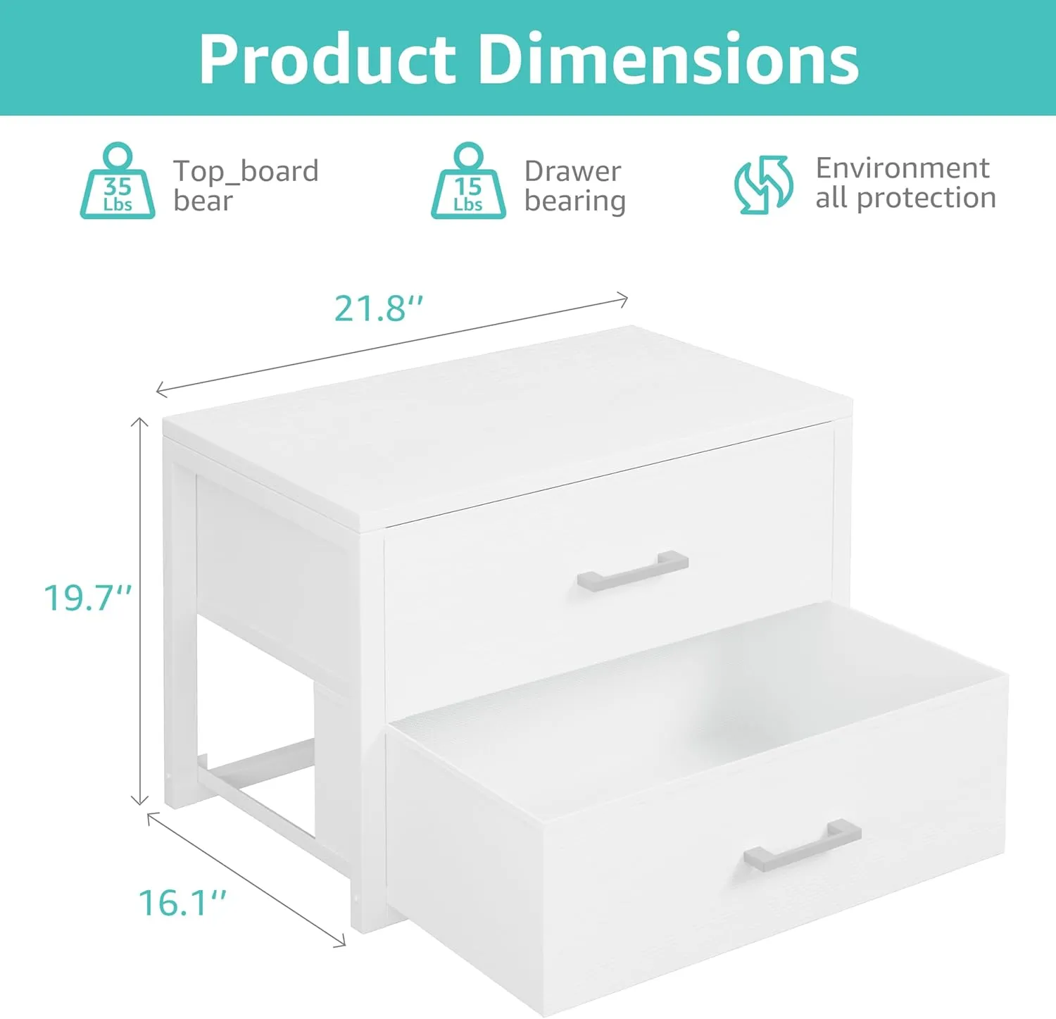 BOLUO Stackable Storage Drawers Closet Organizers and Storage Bins Fabric White 2 Drawer Dresser for Bedroom Office Modern