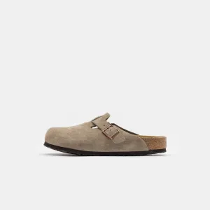 Boston Suede Soft Footbed Mule in Taupe