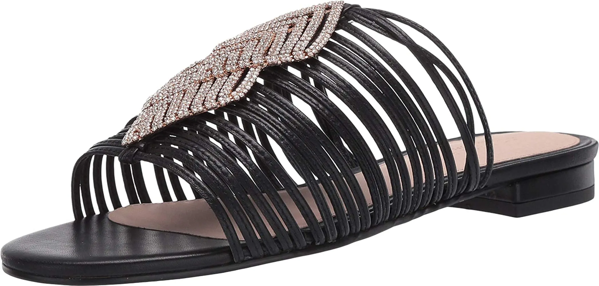 Caged On York Slip Cost-efficient Stone Best-rated Black/Silver Darleen Cecelia Mule Slide Sandal Flat New