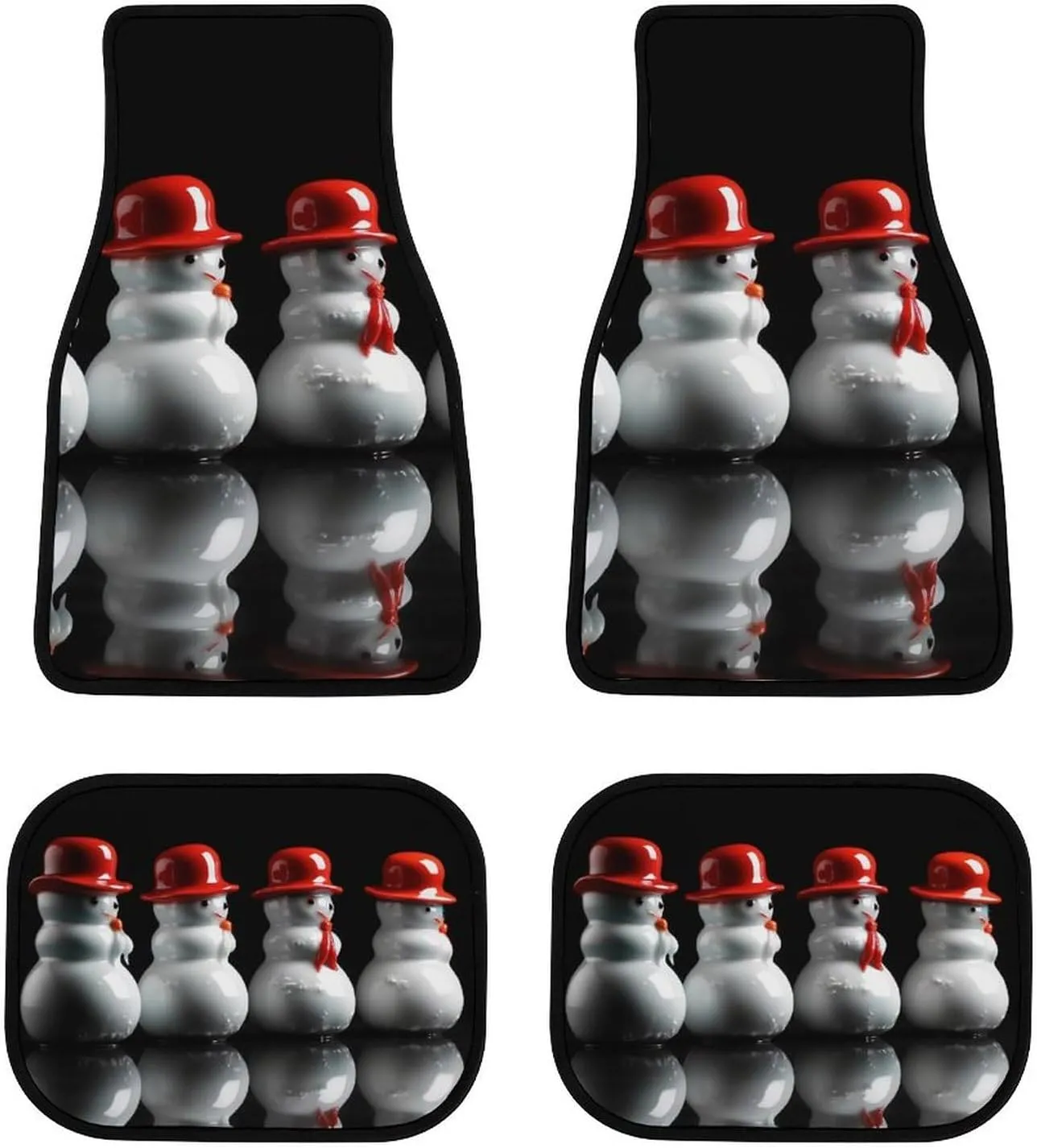 Car Floor Mats 4 Piece Universal Car Floor Mats White Snowman Sculpture Car Mat Set Rubber Floor Mats for Cars Non-Slip Car Foot Pad Car Carpet Decor Heel Pad for Most Vehicles