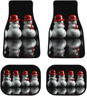 Car Floor Mats 4 Piece Universal Car Floor Mats White Snowman Sculpture Car Mat Set Rubber Floor Mats for Cars Non-Slip Car Foot Pad Car Carpet Decor Heel Pad for Most Vehicles