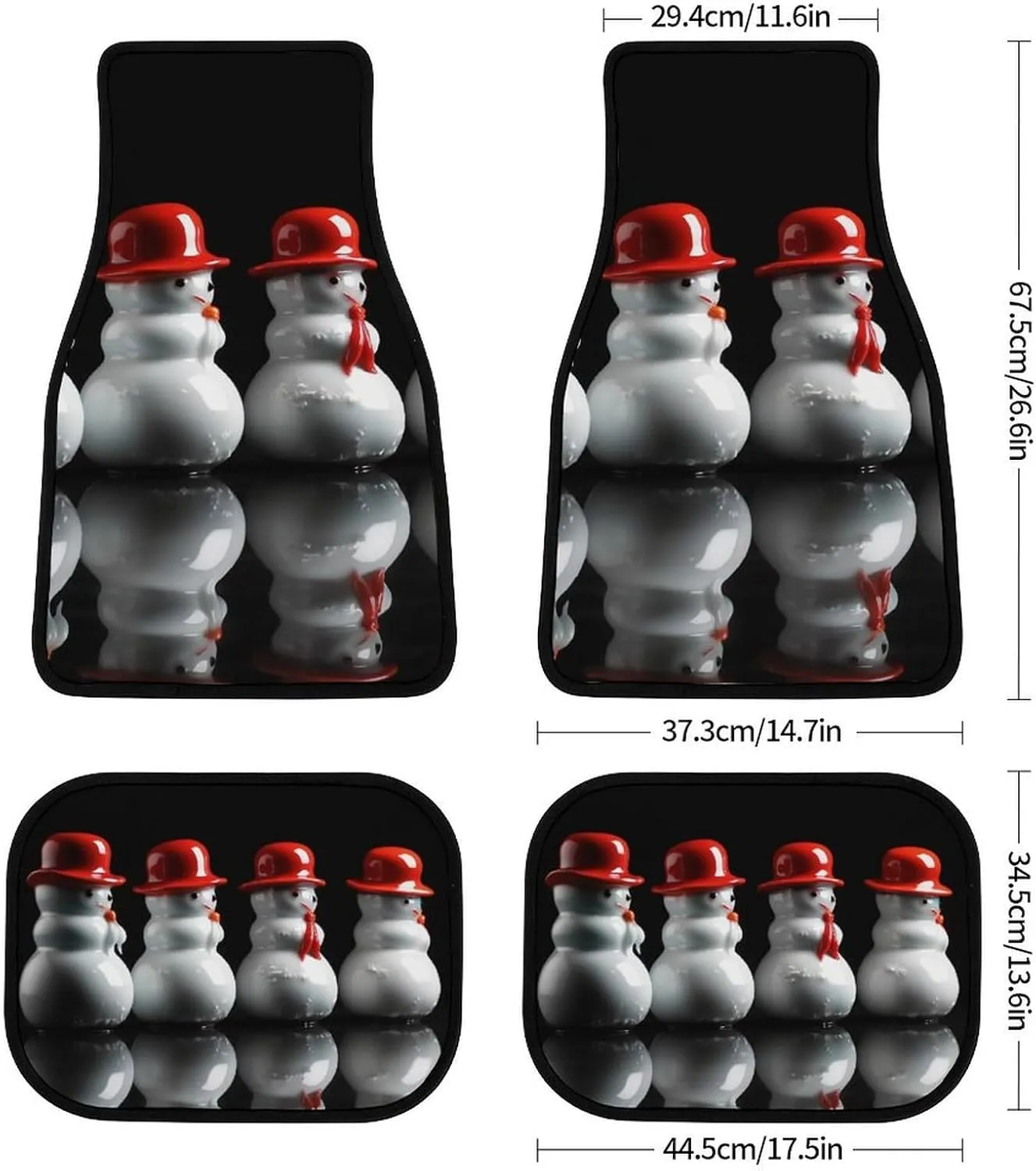 Car Floor Mats 4 Piece Universal Car Floor Mats White Snowman Sculpture Car Mat Set Rubber Floor Mats for Cars Non-Slip Car Foot Pad Car Carpet Decor Heel Pad for Most Vehicles