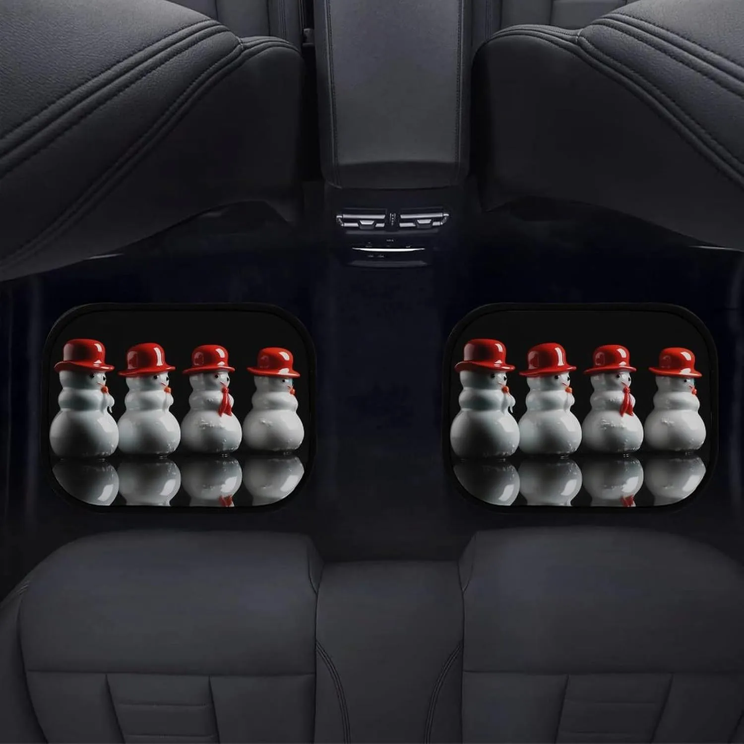 Car Floor Mats 4 Piece Universal Car Floor Mats White Snowman Sculpture Car Mat Set Rubber Floor Mats for Cars Non-Slip Car Foot Pad Car Carpet Decor Heel Pad for Most Vehicles