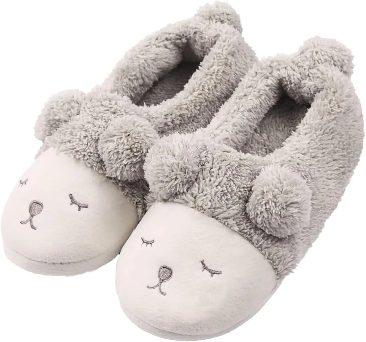 Caramella Bubble Women House Slippers Cute Sheep Fuzzy Memory Foam Cotton Shoes for Men Anti-slip Rubber Sole Fur Plush Shoes for Winter Warm Bedroom Home Indoor Outdoor