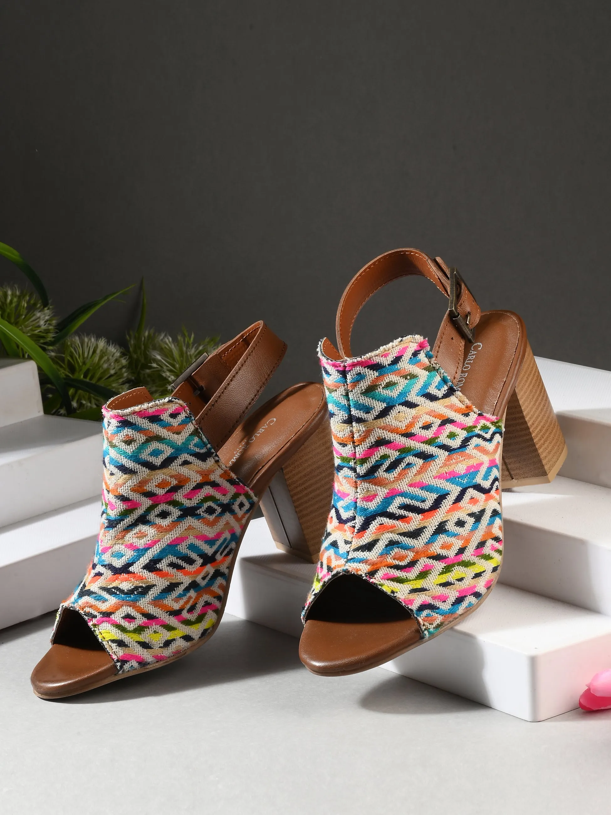 CARLO ROMANO MULTI COLOR TEXTILE SANDAL FOR WOMEN