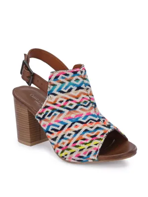 CARLO ROMANO MULTI COLOR TEXTILE SANDAL FOR WOMEN