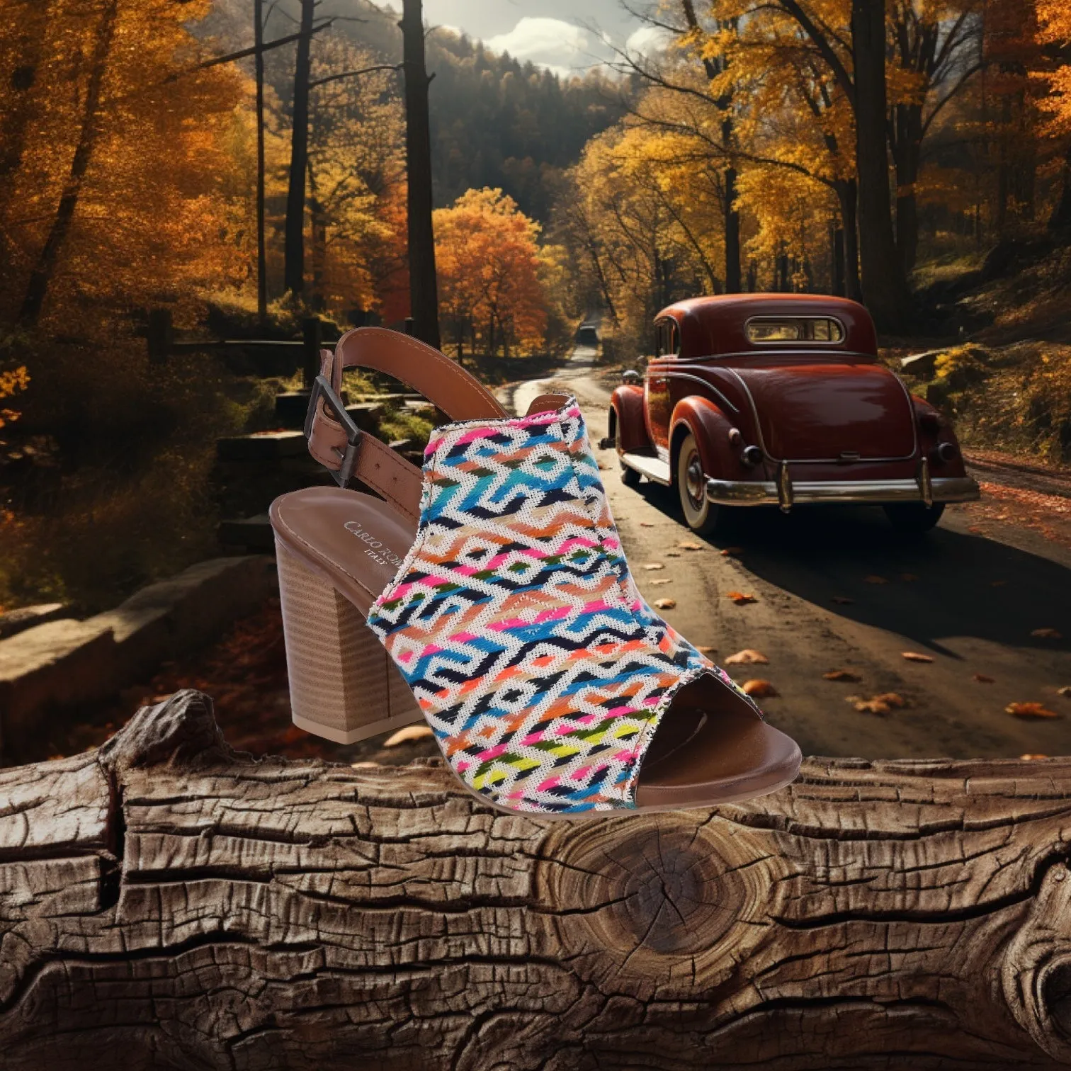 CARLO ROMANO MULTI COLOR TEXTILE SANDAL FOR WOMEN