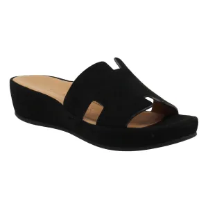 Catiana Slip on Sandal - Black Kid Suede
