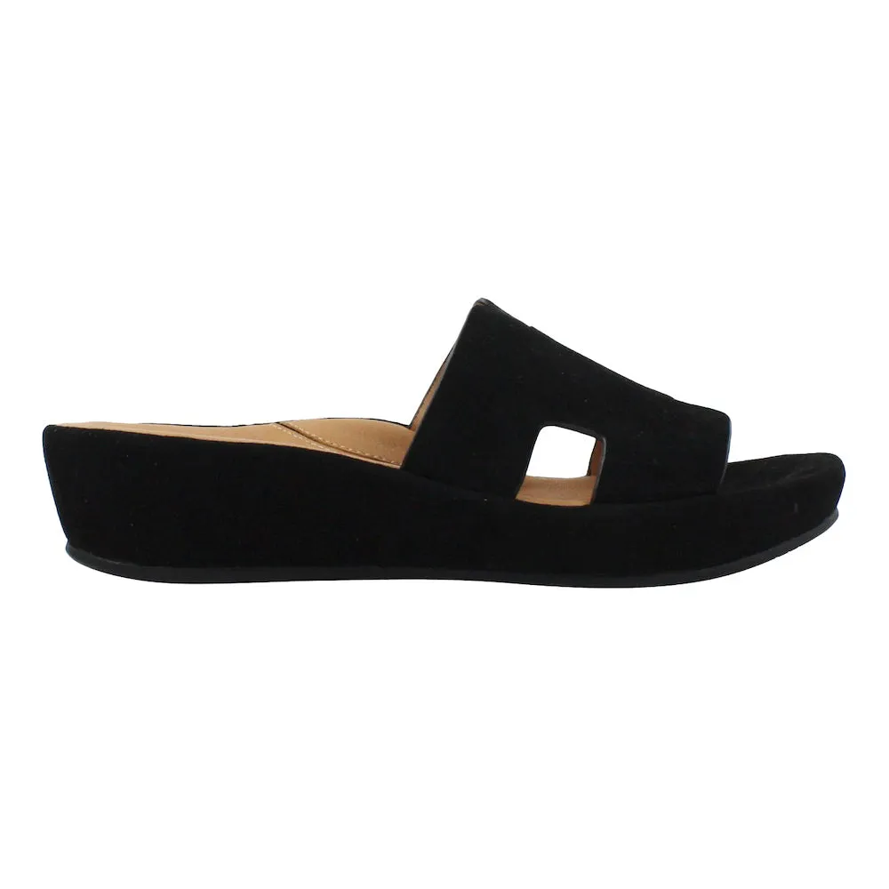 Catiana Slip on Sandal - Black Kid Suede
