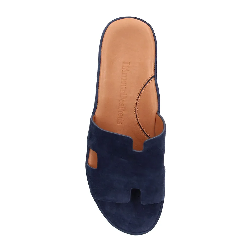 Catiana Slip on Sandal - Navy Kid Suede