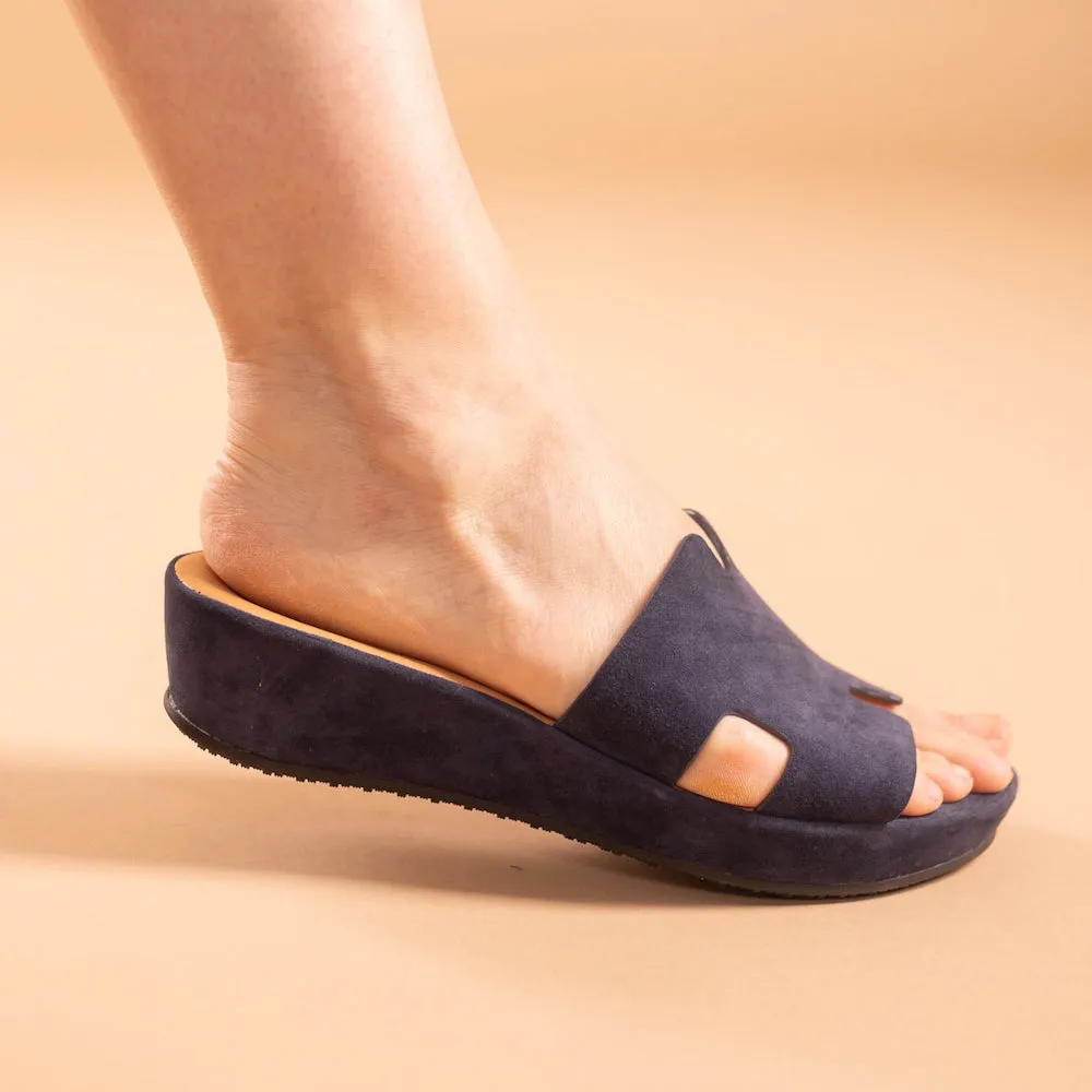 Catiana Slip on Sandal - Navy Kid Suede