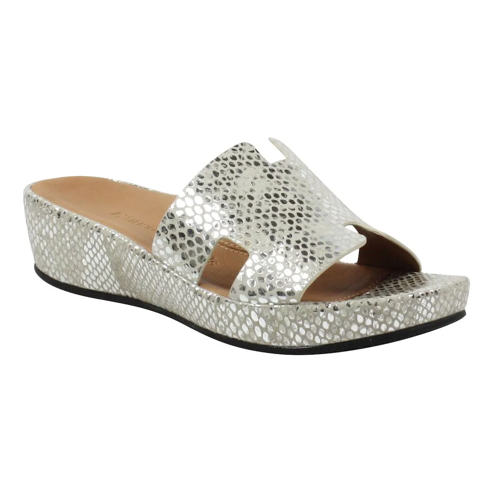 Catiana Slip on Sandal - Silver Gold Snake Print