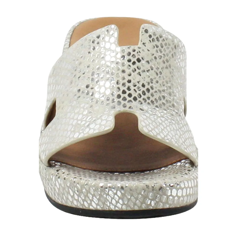 Catiana Slip on Sandal - Silver Gold Snake Print