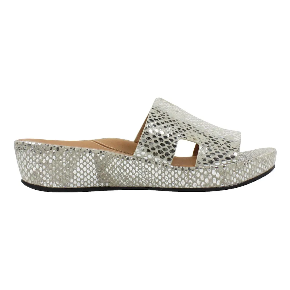 Catiana Slip on Sandal - Silver Gold Snake Print