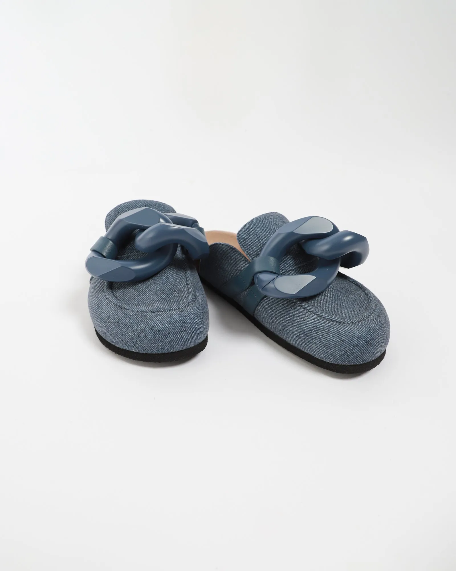 Chain Loafer Denim Mules