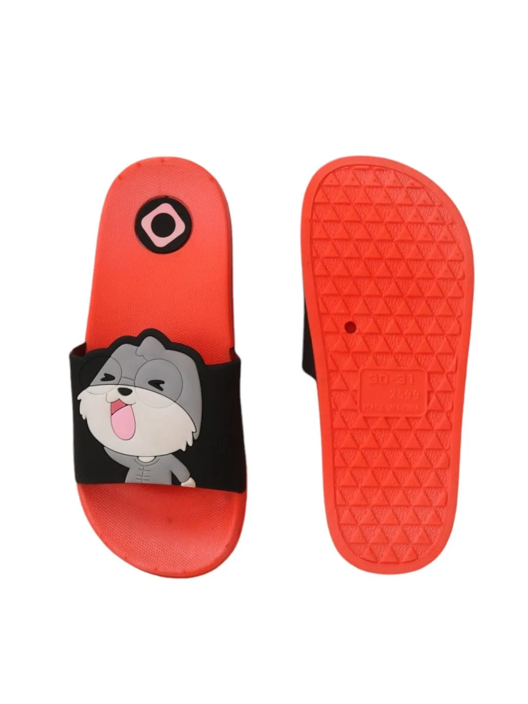 Cherry Red Squirrel-Themed Rubber Sliders for Girls