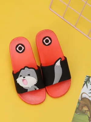 Cherry Red Squirrel-Themed Rubber Sliders for Girls