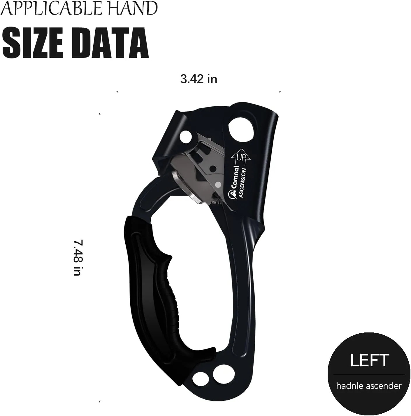 Climbing Ascender UIAA & CE Certified Hand Ascender, Rope Ascender with Ergonomic Rubber Handle, Suit for 8~13mm Ropes