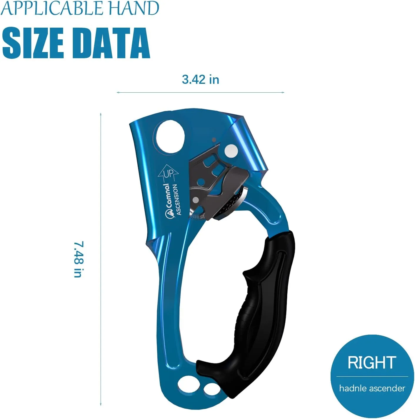 Climbing Ascender UIAA & CE Certified Hand Ascender, Rope Ascender with Ergonomic Rubber Handle, Suit for 8~13mm Ropes