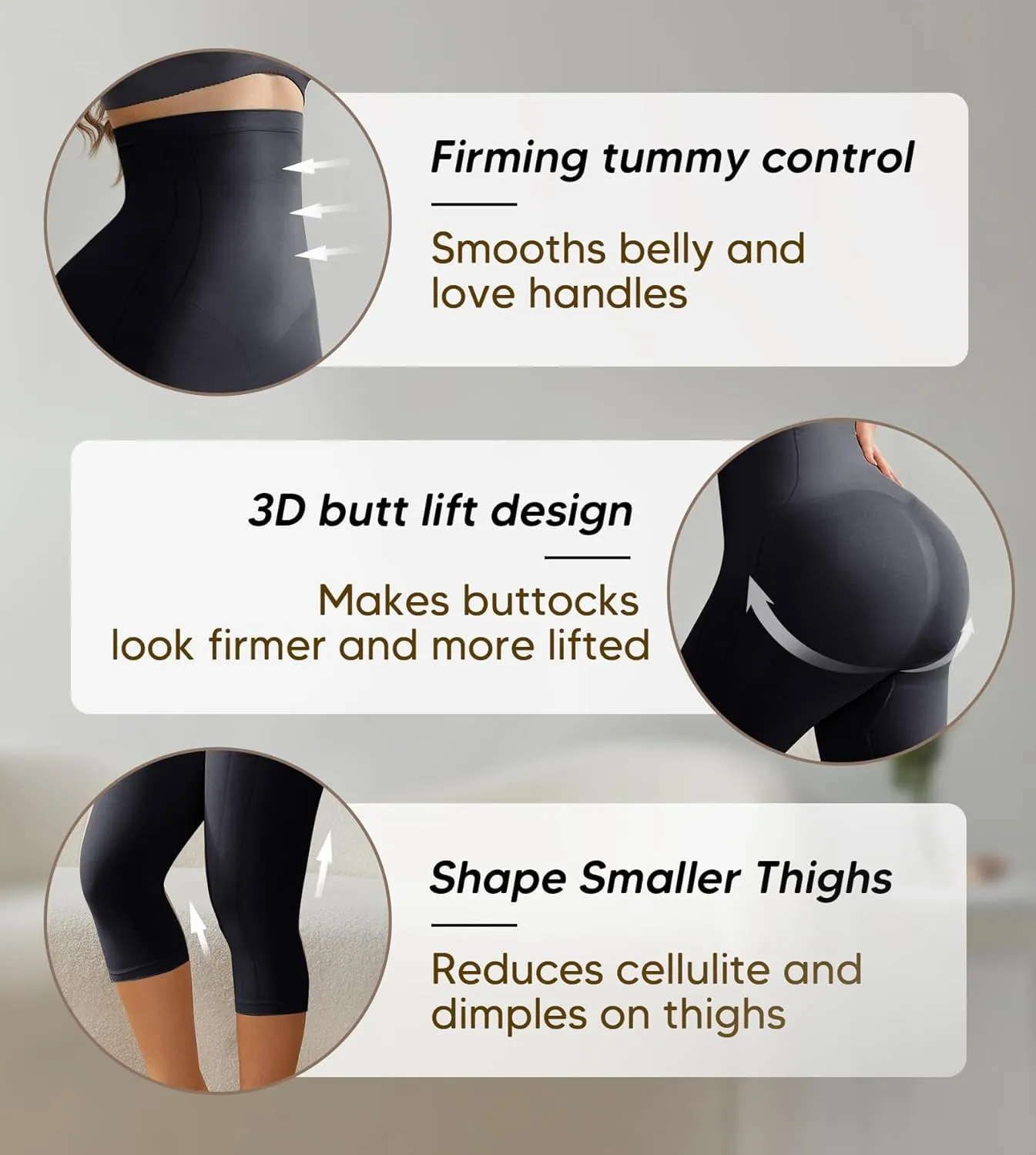 Compression Capri Leggings for Women Tummy Control Shapewear Pants High Waisted Trainer Leggings Thigh Slimmer