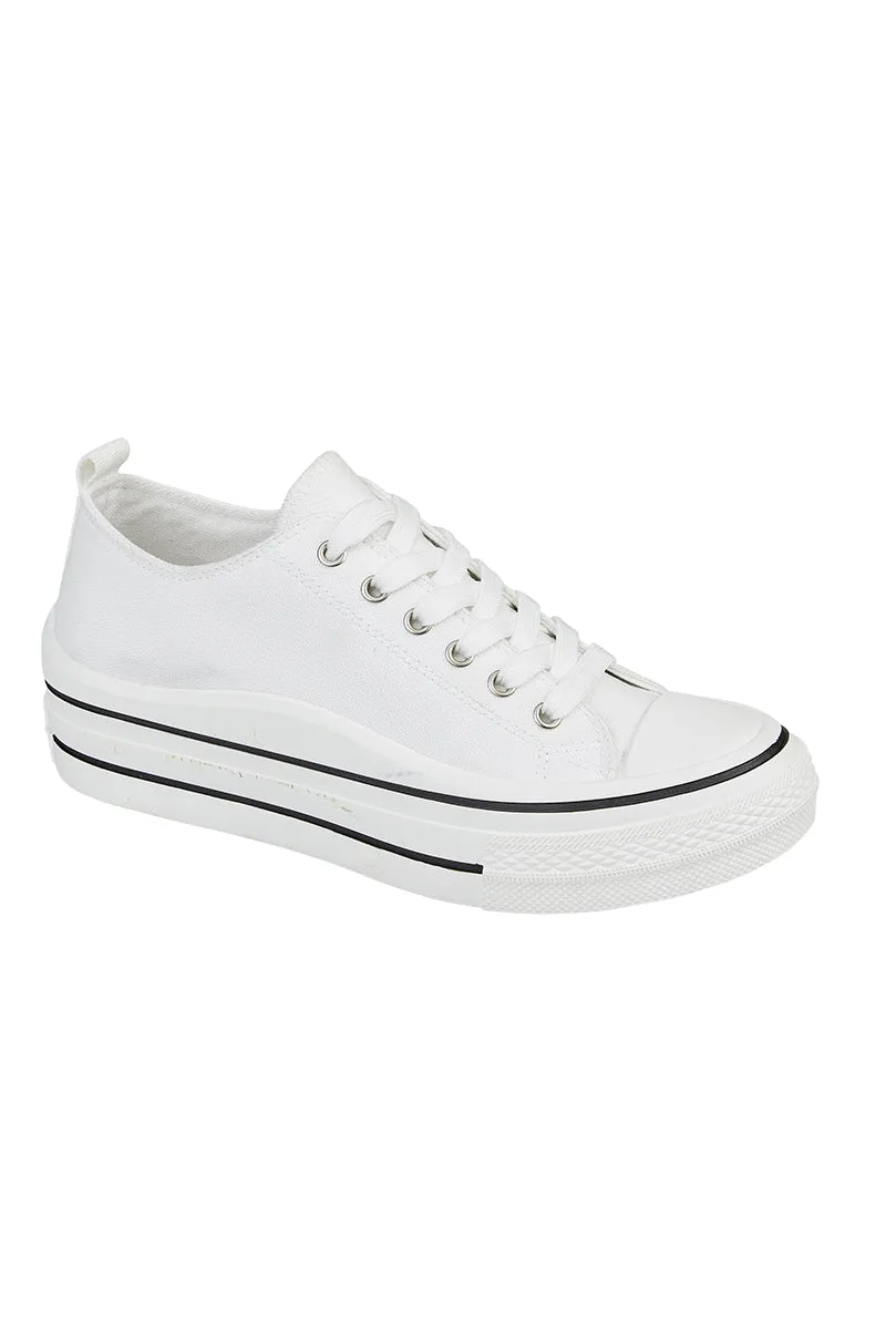 Contrast Lace Up Canvas Trainer