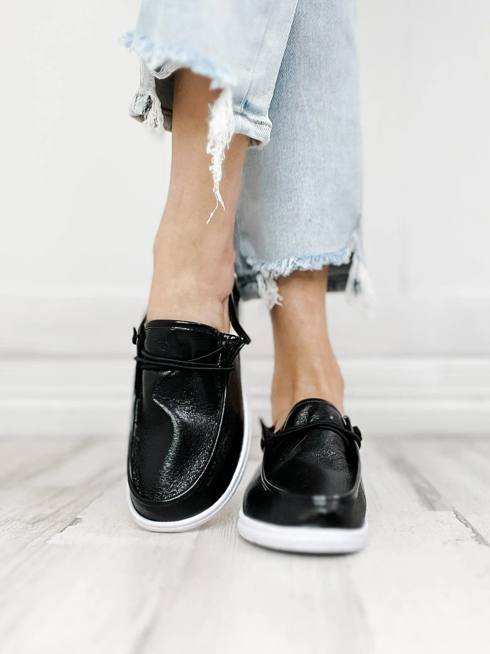 Corkys Kayak Black Crinkle Metallic Slip-On Shoes