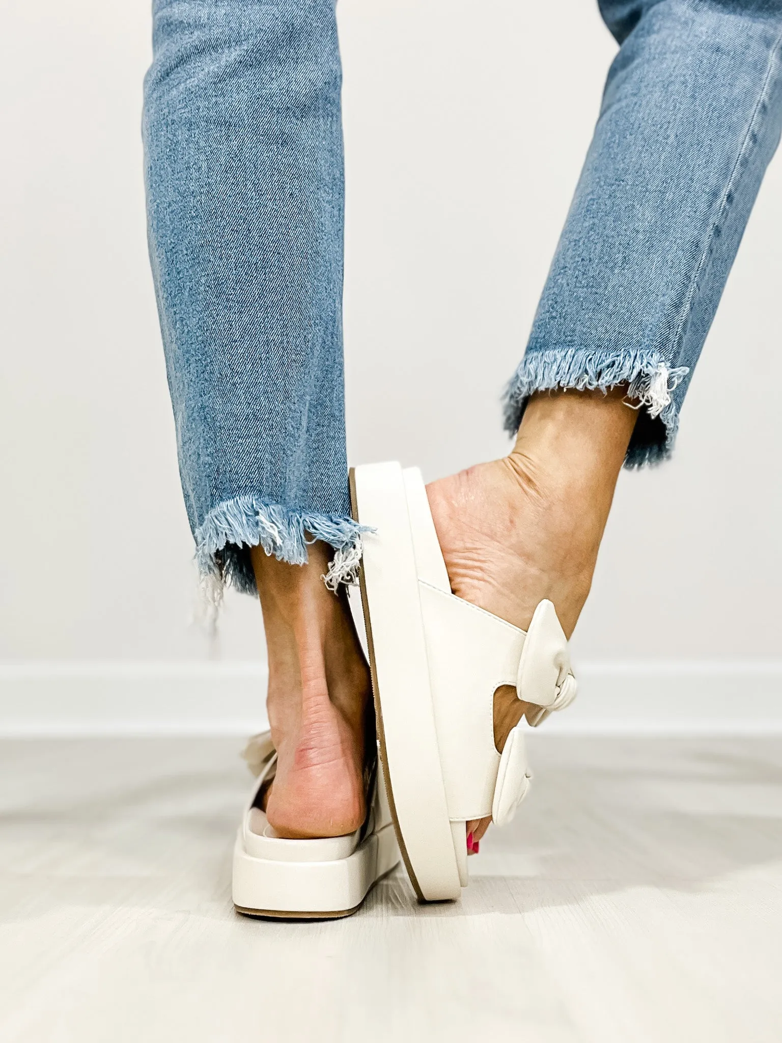 Corkys Lil Bit Knotty Double Bow Strap Sandals in Ivory