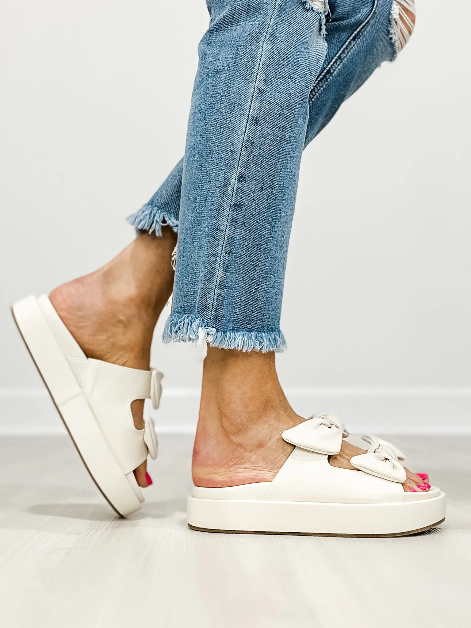 Corkys Lil Bit Knotty Double Bow Strap Sandals in Ivory